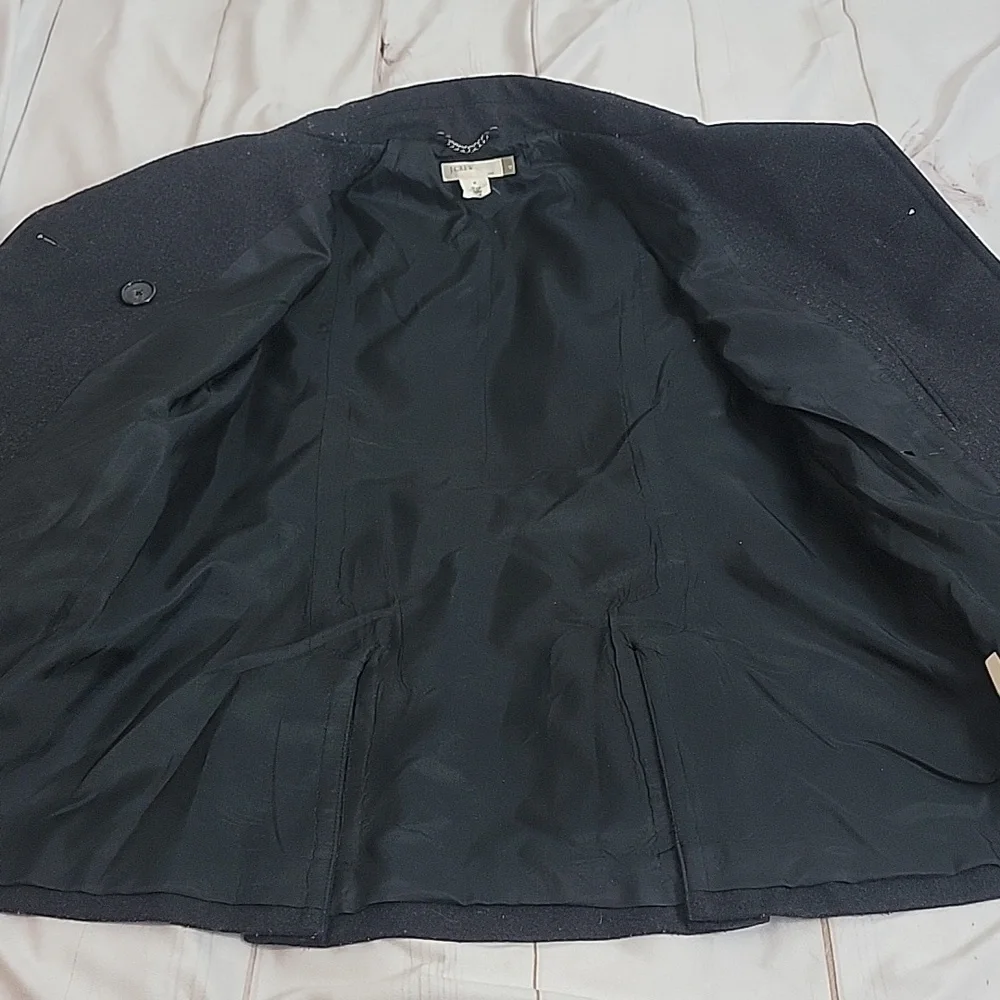J CREW Womens Black Wool Pea Coat Jacket Double Breasted Lined Medium Pea Coat - Picture 6 of 7